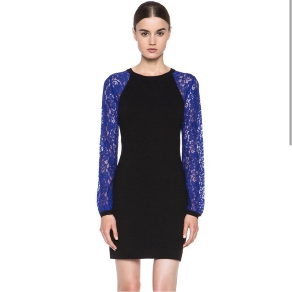 DIANE VON FURSTENBERG Isla Black Lace Back Cocktail Dress Size Small